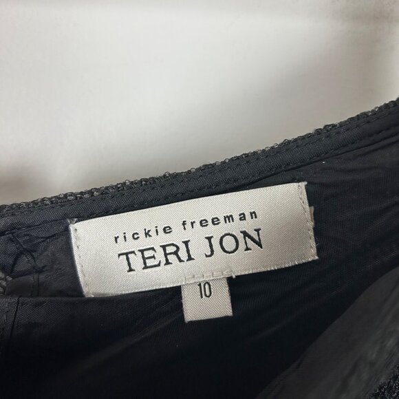 Rickie Freeman Teri Jon Black Floral Mesh Overlay Maxi Skirt Size 10 Women's - Picture 5 of 5